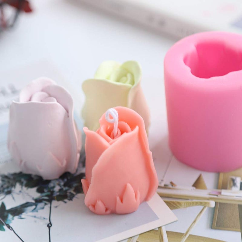HiParty 2Pcs/Set 3D Rose Flower Candle Molds, Rose Shaped Craft Art Silicone Mold for Fondant Cake Decoration Making Beeswax Candle Handmade Soap Lotion Bar Crayon Wax Plaster - Image 5